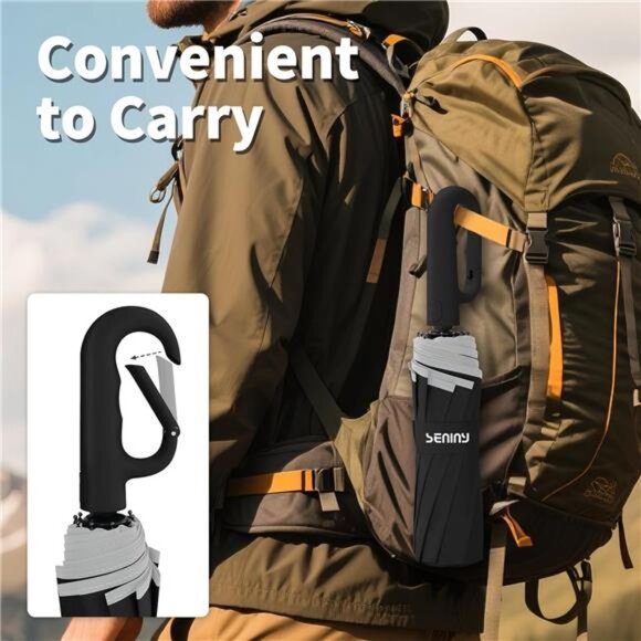 Windproof Travel Umbrella Large Compact Automatic UV Protection Rain Umbrella - Picture 3 of 8